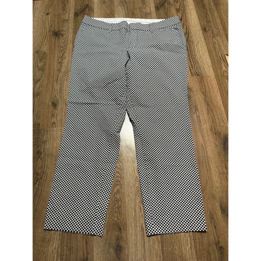 Stylus Dress Pants Women 14 Black White Geometric Print Stretch Casual Excellent